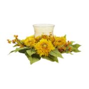 Nearly Natural Golden Sunflower Candelabrum Silk Flower Arrangement, Yellow