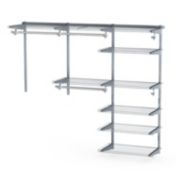 Slickblue Adjustable Closet Organizer Kit with Shelves and Hanging Rods for 4 to 6 Feet-Gray