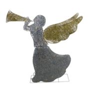 Northlight 46" Silver and Gold Lighted Glittered 3-D Angel Christmas Outdoor Decoration - Clear Lights