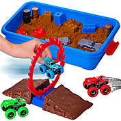 Dazmers Monster Truck Sand Play Set Sensory Kit, Creative Sandbox for Kids with Lid, 2 Lbs