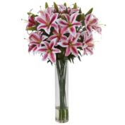 Nearly Natural Rubrum Lily with Large Cylinder Arrangement
