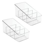 mDesign Large Plastic Kitchen Food Packet/Pouch Organizer Caddy; 2 Pack - Clear