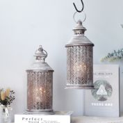 JHY DESIGN Set of 2 10.5" Tall Metal  Battery Powered Cordless Table Lamp Light with Edison Bulb