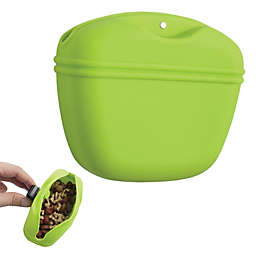 Zodaca Silicone Dog Treat Snack Pouch Pet Food Container Training Waist Bag with Belt Clip, Green
