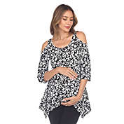 White Mark Women&#39;s Plus Size Maternity Leopard Cold Shoulder Tunic Top