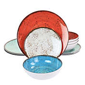 Elama Pryce 12 Piece Melamine Dinnerware Set is Assorted Colors