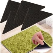 Eeekit 4x Reusable Rug Grippers Stopper Anti Slip Rubber Corner Mat Washable