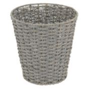 mDesign Seagrass Round Natural Woven Garbage Wastebasket Trash Can, Gray Wash