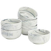 Juvale Set of 6 Porcelain Pasta Bowls, Gray Marble Design Dinnerware for Salad and Soup (6 x 3 In, 28 oz)