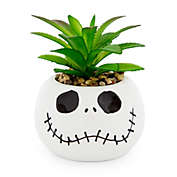 Disney The Nightmare Before Christmas Jack Skellington 3-Inch Ceramic Mini Planter With Artificial Succulent   Small Flower Pot, Faux Indoor Plants For Desk Shelf, Home Decor Trinket Tray   Cute Gifts