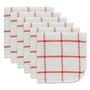 Contemporary Home Living Set of 6 Spice Red and White Scrubber Dish Cloth, 12"
