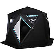 Outsunny Portable 4-6 People Pop-up Ice Fishing Shelter Tent, for -104°F with Carry Bag & Oxford Fabric Build 116.25"