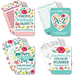 Big Dot of Happiness Colorful Floral Happy Mother's Day - 4 We Love Mom Party Games - 10 Cards Each - Gamerific Bundle
