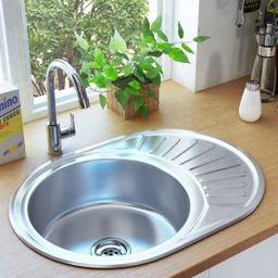 Home Life Boutique Kitchen Sink with Strainer and Trap Oval Stainless Steel