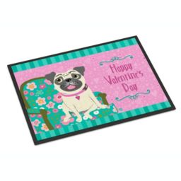 Caroline's Treasures Happy Valentine's Day Pug Indoor or Outdoor Mat 24x36 36 x 24