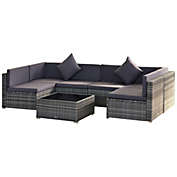 Outsunny 7-Piece Outdoor Patio Furniture Set with Modern Rattan Wicker, Perfect for Garden, Deck, and Backyard, Grey