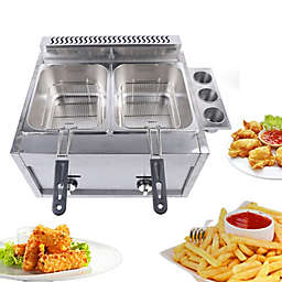 Kitcheniva Commercial Countertop Gas Fryer Deep Fryer Propane(LPG) 2 Basket Stainless Steel