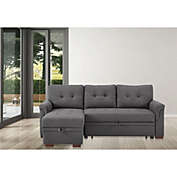 Contemporary Home Living 2-Piece Charcoal Gray Solid Sleeper Sectional Sofa with Storage Chaise 84"