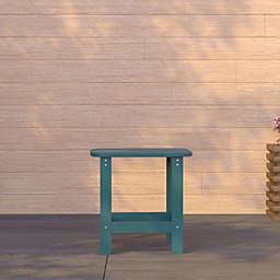 Merrick Lane Riviera Poly Resin Indoor/Outdoor All-Weather Adirondack Side Table in Teal