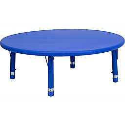 Flash Furniture 45'' Round Blue Plastic Height Adjustable Activity Table