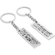 Bright Creations Relationship Keychains for Couples, Engraved Silver Metal (0.6 x 4 In, 6 Pairs)