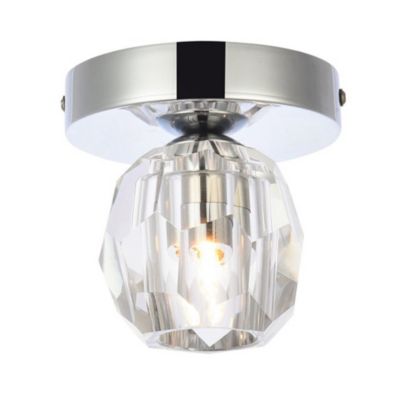 Elegant Lighting Contemporary Eren Flush Mount with 1 Light Ceiling Fixture for Living Room, Kitchen, Bedroom & Hallway, Chrome
