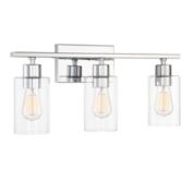 Trade Winds Lighting TW841498-NB  Bathroom Vanity Light Fixtures 3-Light Modern Wall Lighting Polished Nickel with Clear Glass Shade Over Mirror Wall Mount Lights