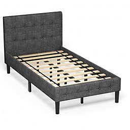 Costway Platform Bed with Button Tufted Headboard