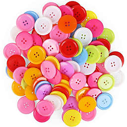Bright Creations Flatback Craft Buttons with 4 Holes for Sewing (10 Colors, 30mm, 200 Pieces)