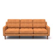 Saltoro Sherpi Juan 81 Inch Modular Sofa, Foam Filled Back, Square Arms, Brown Leather-