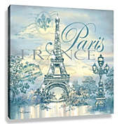 Glow Decor Cream White and Gray Eiffel Tower with Swarovski Crystals Square Pizazz Wall Art Decor 10" x 10"