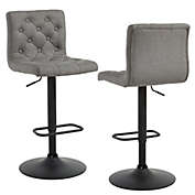 Contemporary Home Living Set of 2 Gray and Black Contemporary Adjustable Height Stools 42.5"