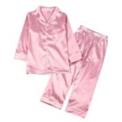 Kitcheniva Kids Long Sleeve Silk Pajamas Set Pink 170