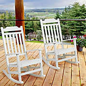 Flash Furniture Set Of 2 Winston All-Weather Rocking Chair In White Faux Wood - White