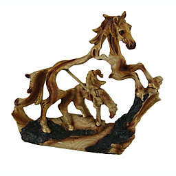 Zeckos Trail's End Decorative Faux Carved Wood Look Statue 7 in.