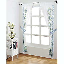 Bloomfield Collection Floral Design 100% Cotton Tufted Unique Luxurious Curtain Set Blue - Better Trends
