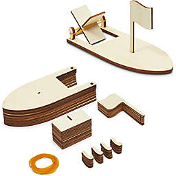 Bright Creations Set of 8 Unfinished Wooden Sailboat Models for Kids Arts and Crafts with Band Paddle (6.5 x 2.9 In)