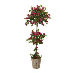 Nearly Natural Bougainvillea Tree with European Barrel Planter