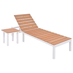 vidaXL Sun Lounger with Table Aluminium WPC and Brown