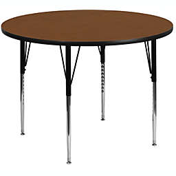 Flash Furniture 48'' Round Oak HP Laminate Activity Table - Standard Height Adjustable Legs