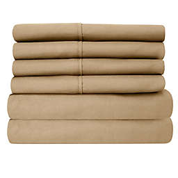 Sweet Home Collection   6 Piece Bed Sheets Set Solid Color 1500 Supreme Brushed Microfiber Sheets, RV Short Queen, Taupe