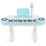 Slickblue 37-key Kids Toy Keyboard Piano with Microphone-Blue