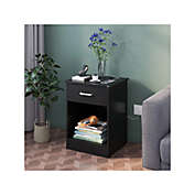 Homfa Nightstand with Drawer, Small Bedside End Table for Bedroom