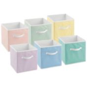 mDesign Small Fabric Organizer Cube Bin with Handle, 6 Pack, Bright Multicolor