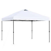 Outsunny 10&#39; x 10&#39; Pop Up Canopy Event Tent with Center Lift Hook Design, 3-Level Adjustable Height, Top Vent Window Design and Easy Move Roller Bag, White