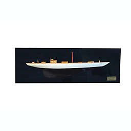 Old Modern Handicrafts Shamrock Brown/White Painted Half-Hull Model Boat Yacht Handmade