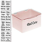mDesign Stackable Plastic Bathroom Organizer Box with Lid + 32 Labels