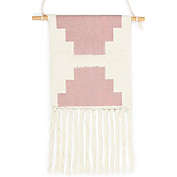 Okuna Outpost White and Pink Macrame Woven Wall Hanging, Bohemian Style Decor (10 x 20 In)