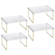 mDesign Plastic/Metal Kitchen Storage Shelf Organizer, 4 Pack