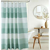 Kate Aurora Spa Accents Striped Waffle Fabric Shower Curtains - 72in. W x72in. L, Aqua